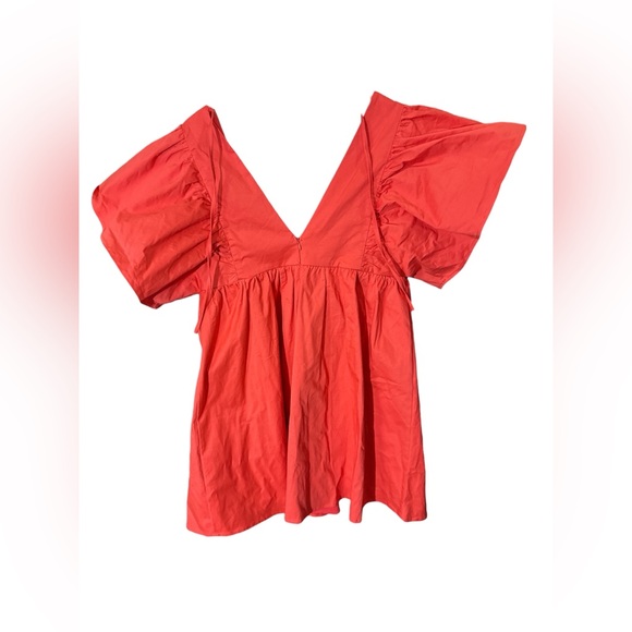 AVARA Chic Orange Puff Sleeve Dress Sz L NWT - Picture 5 of 5